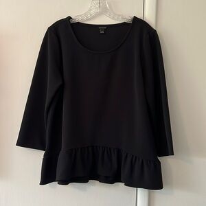 Ann Taylor Black Ruffle Hem Top